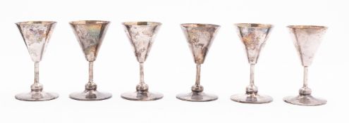 A cased set of six Edward VII silver liqueur goblets by Charles Edwards, London 1903,