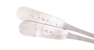A pair of early 19th century Scottish provincial silver Oar pattern toddy ladles, by David Manson,