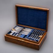 A matched Victorian silver Kings pattern canteen by Samuel Hayne & Dudley Cater,