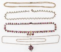 A mixed group of jewellery, including a graduated riviere necklace,