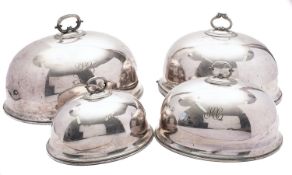 Three late 19th century silver plated meat domes by Joseph Rogders & Son, Sheffield,