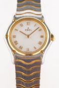 Ebel a bi-metallic ladies Wave wristwatch the mother-of-pearl dial having raised Roman numerals,