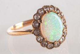 An antique opal cluster ring,