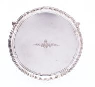 RAF Interest: A George V silver waiter by Hawksworth, Eyre & Co Ltd, Sheffield 1928,