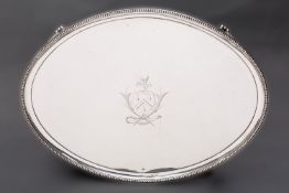 Royal Naval Interest; a George III silver presentation tray by Elizabeth Jones, London 1787,