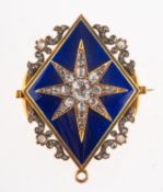 A fine Victorian enamel and diamond pendant brooch,