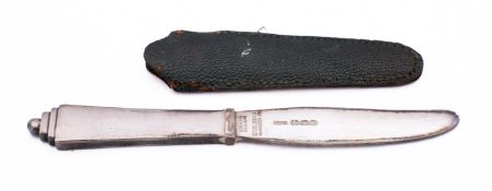 A Danish sterling silver Pyramid pattern butter knife by Georg Jensen, 1933-1944 mark, Denmark,