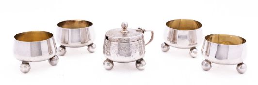 A set of four Victorian silver salts by Josiah Williams & Co, Exeter 1876,