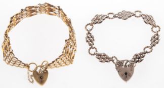 A group of two heart padlock bracelets,