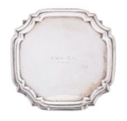 A George VI silver salver by S Blanckensee & Son Ltd, Birmingham 1941, of canted square form,