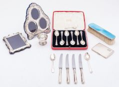A mixed group of silver; including a set of six silver teaspoons by Robert Walter Birch,