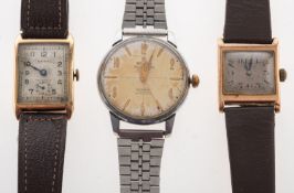 Rolex Prima a lady's 9k gold wristwatch the engine-turned square dial having black Arabic numerals,