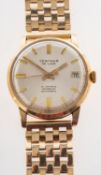 WITHDRAWN Centaur De Lux an 9K gold gentleman's wristwatch the silvered dial having raised baton