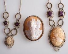 A group of cameo set jewellery,