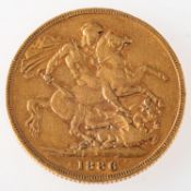 A full sovereign, Victoria 1886, 8.0grams.
