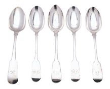 A pair of George IV Exeter silver tablespoons by Robert Williams, Exeter 1850 Fiddle pattern,