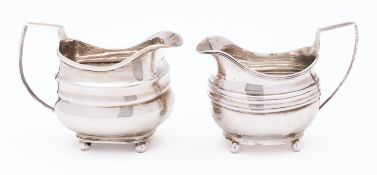 A George IV silver cream jug, marks rubbed, possibly Exeter 1820,