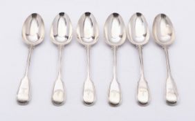 A set of six Victorian Fiddle and Thread pattern table spoons by William Theobalds & Robert