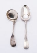A George II silver Hanoverian pattern Shell Back table spoon maker's mark worn, London 1739,