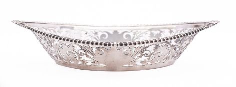 An Edwardian silver navette shaped dish by Charles Horner, Birmingham, 1902,