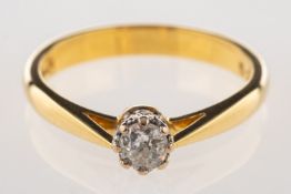 An 18ct gold diamond solitaire ring, set with an old-cut diamond, diamond approx. 0.