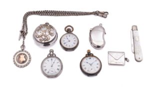 A mixed group of silver and silver plated items;