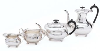 A George V silver four-piece tea and coffee service by Harrison Brothers & Howson (George Howson),