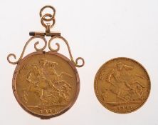 A group of two sovereigns, including a full sovereign Edward VII 1910,