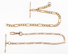 Two 9ct gold fob chains,