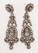 A pair of antique diamond drop earrings,