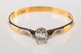An 18ct gold diamond solitaire ring, set with an old-cut diamond, diamond approx. 0.