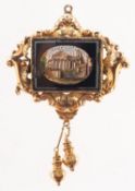 A Grand Tour micro mosaic brooch, depicting the Pantheon in Rome,