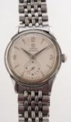 WITHDRAWN Omega a stainless-steel gentleman's wristwatch the silvered dial having raised tapered