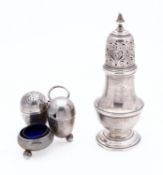 A George V silver baluster sugar shaker by William Comyns & Sons, London, 1927,