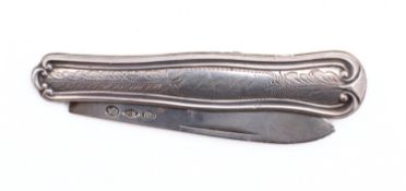 An American folding silver fruit knife by unknown maker H.
