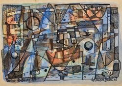 William Black (British, 20th Century) - Harbour Abstract - Pen,