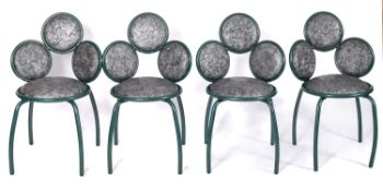 A set of four Italian green painted tubular metal and upholstered side chairs, by Riccione,