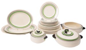 A Royal Doulton Art Deco service, in the Radiance pattern and comprising six 27cm plates,