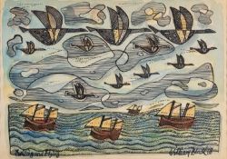 William Black (British, 20th Century) 'Sailing and Flying' Pen,
