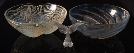 Two Lalique bowls, Coquilles and Poisson,