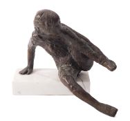 British 20th century school, a patinated bronze model of a girl,