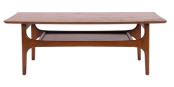 A Jentique teak coffee table, circa 1960s; with rectangular top above an undershelf,