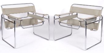 After Marcel Breuer, a pair of 'Model B3' or 'Wassily' type lounge chairs,