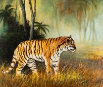Michael Nance (British, Contemporary) - Tiger in the grass,
