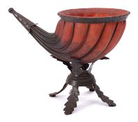 A Continental glass and metal mounted cornucopia,