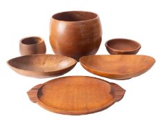 Blair of Hawaii, a turned and stained koa wood bowl, circa 1960s; of globular form,