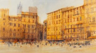 *Grenville Cottingham (British, 1943-2007) - Piazza del Campo,