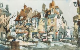 John Hoar (British, b. 1947) - Views of Crediton - Two watercolours - Each 31 x 48.
