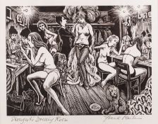 *Frank Martin (British, 1921-2005) - Showgirls' Dressing Room - Woodcut engraving - 13.