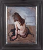 *Michael J. Austin (British, b.1959) - Study of a female nude - Oil on board - 48.5 x 38.